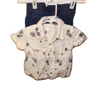 2pc Baby Boy Carters Summer Short Button Up Set 18 Month